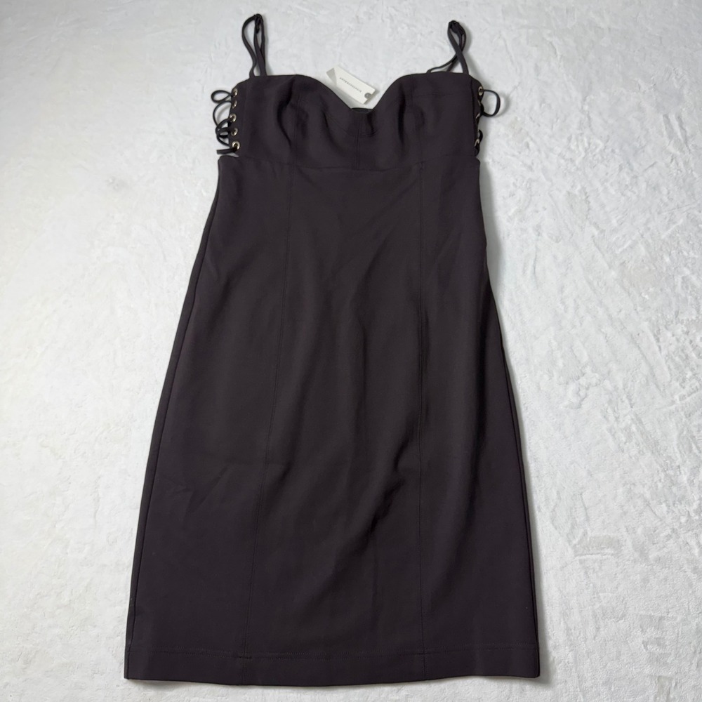 Anthropologie Maeve Sleeveless Corset‎ Slim Dark Brown Mini Dress Size M NWT